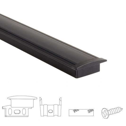 Aluminium LED Streifen Profil schwarz Einbau 4M Slim Line - 7 mm hoch - komplett mit AbschlusskAppe