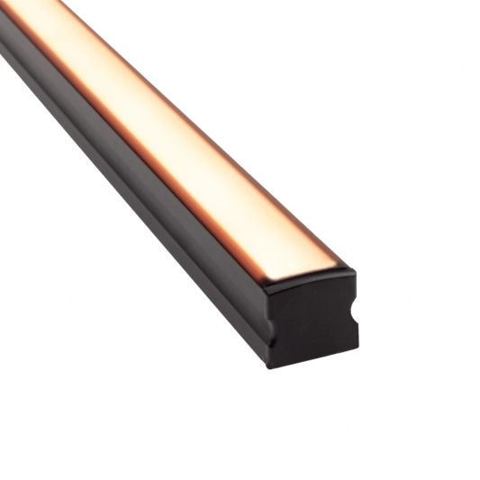Aluminium LED Streifen Profil schwarz Aufbau 3M - 15 mm hoch - komplett mit AbschlusskAppe