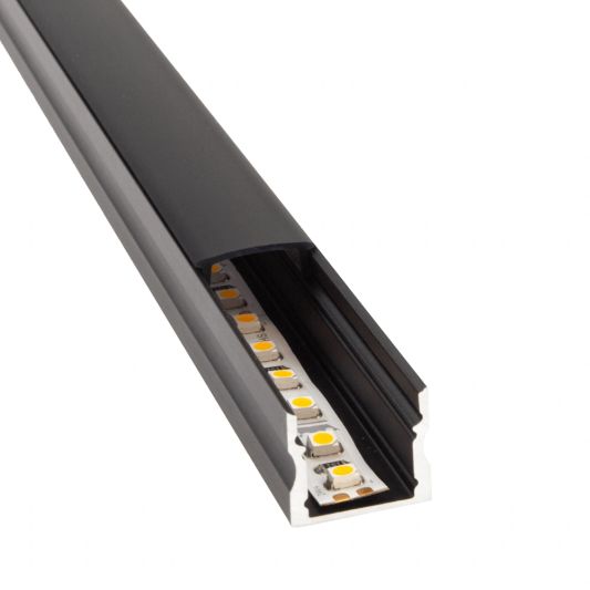 Aluminium LED Streifen Profil schwarz Aufbau 3M - 15 mm hoch - komplett mit AbschlusskAppe