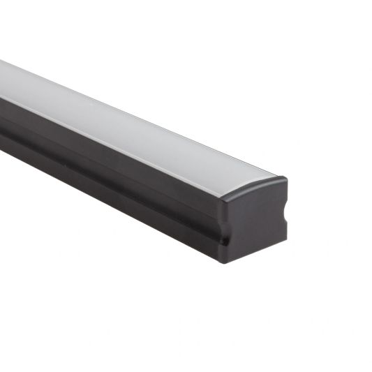 Aluminium LED Streifen Profil schwarz Aufbau 3M - 15 mm hoch - komplett mit AbschlusskAppe