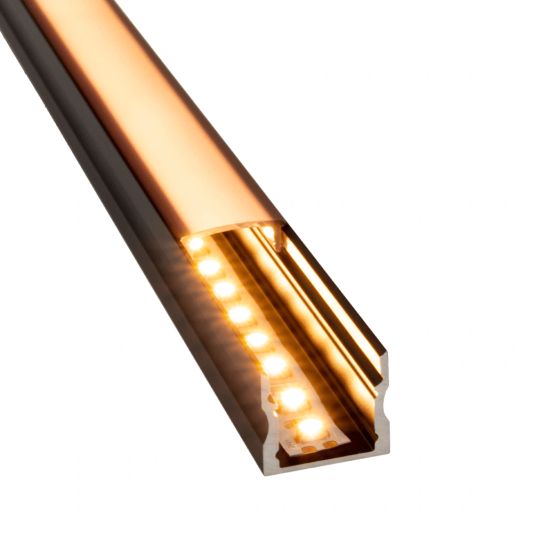 Aluminium LED Streifen Profil schwarz Aufbau 3M - 15 mm hoch - komplett mit AbschlusskAppe