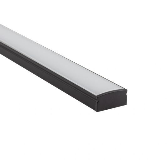 Aluminium LED Streifen Profil schwarz Aufbau 1M - 7 mm hoch - komplett mit Abdeckkappe