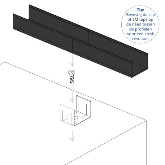 Aluminium Led Streifen Profil schwarz Aufbau 3M - breit und hoch - komplett mit Abdeckkappe