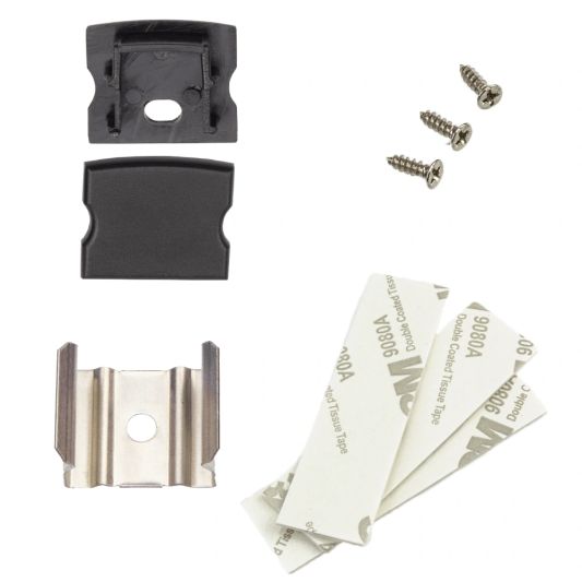 Aluminium LED Streifen Profil schwarz Aufbau 4M - 15 mm hoch - komplett mit AbschlusskAppe