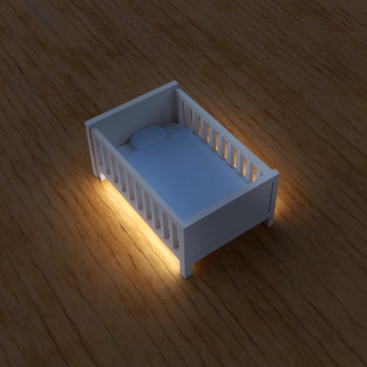 Bettbeleuchtung 2 Seiten komplettes Set 1 Meter LED Streifen Warmweiß mit Bewegungssensor und Eckprofil