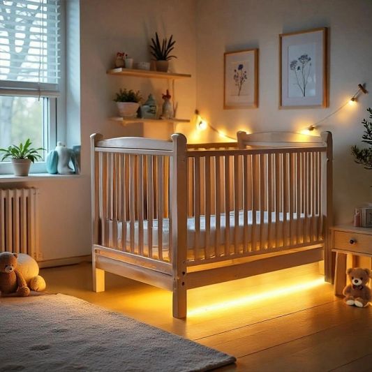 Bettbeleuchtung 1 Seite komplettes Set 1 Meter LED Streifen Warmweiß mit Bewegungssensor