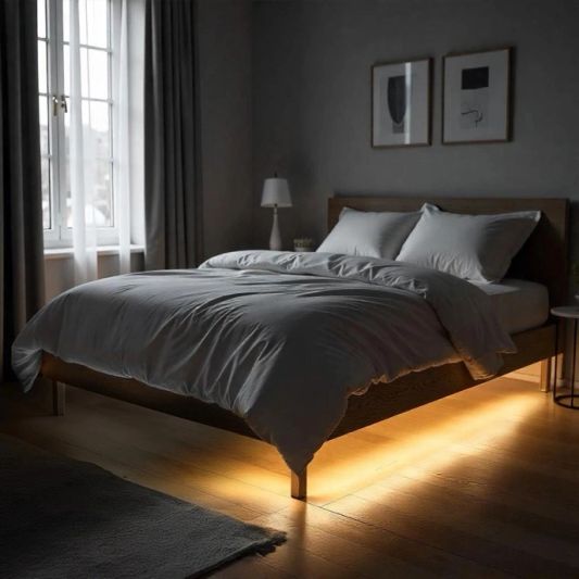 Bettbeleuchtung 1 Seite komplettes Set 2 Meter LED Streifen Warmweiß mit Bewegungssensor