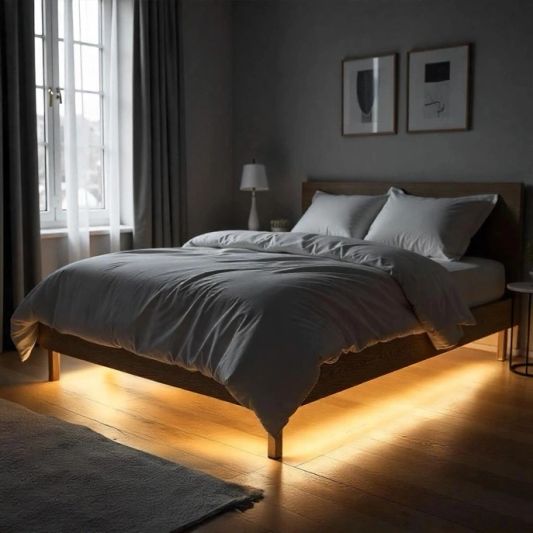 Bettbeleuchtung 2 Seiten komplettes Set 2 Meter LED Streifen Warmweiß mit Bewegungssensor