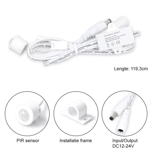 Bewegungsmelder weiß - Einstellbare Verzögerungszeit - 12V und 24V