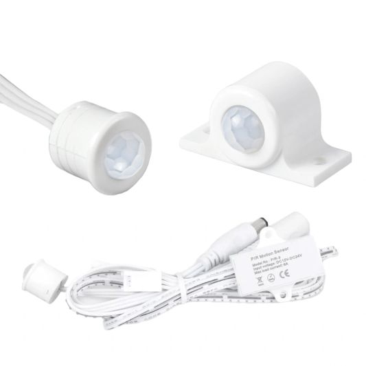 Bewegungsmelder weiß - Einstellbare Verzögerungszeit - 12V und 24V