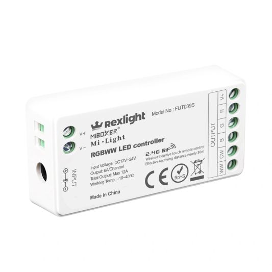 Wireless Touch Wanddimmer RGBWW Schwarz - komplett
