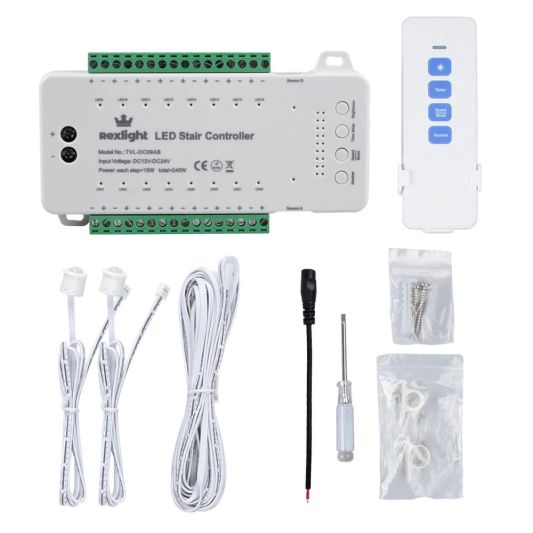 Dynamische TreppenstufenlichtBedienung mit Sensoren und Fernbedienung - 9 Programme