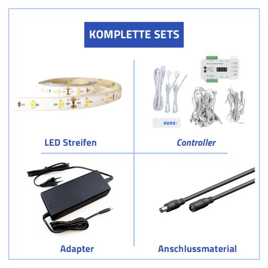 Dynamische Treppenstufenbeleuchtung 50 cm für max. 16 Stufen inklusive Sensoren und 1 Programm - Warmweißes Licht