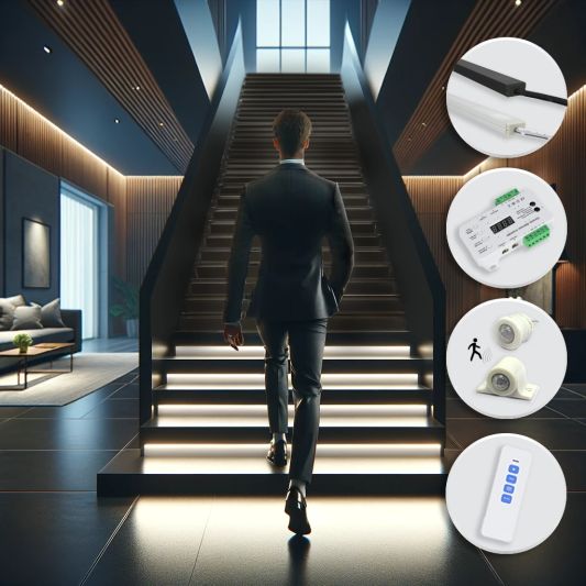 Dynamisches Treppenbeleuchtungsset Premium 50 cm mit Profil