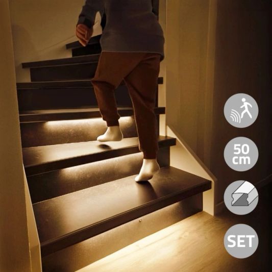 Dynamisches Treppenbeleuchtungsset Premium 50 cm mit Profil