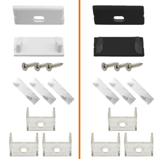 Endkappen und Halterungen für breite Profile aufbau niedrig