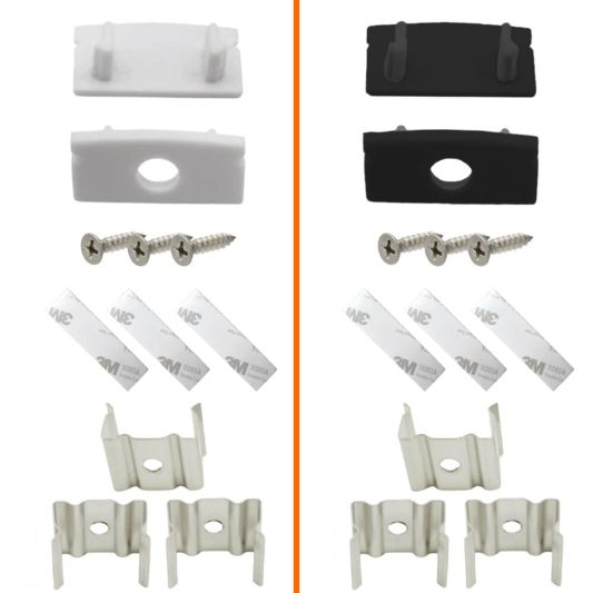 Endkappen und Halterungen für Profil aufbau niedrig