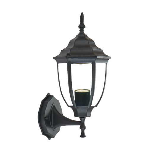 Klassische schwarze Wandleuchte für den Außenbereich mit E27 Zigbee LED Glühbirne