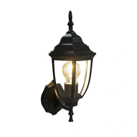 Klassische schwarze Wandleuchte für den Außenbereich mit E27 Zigbee LED Glühbirne