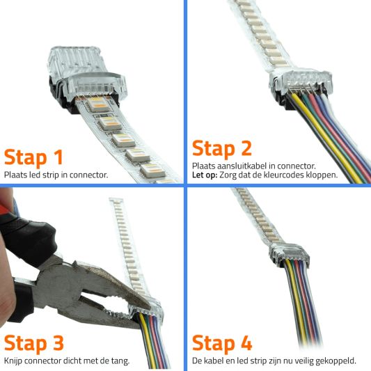 Verbindungsstück zwischen Streifen und Kabel - RGBWW pro LED-Streifen IP20 - kein Löten erforderlich