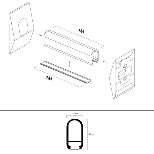LED Profil 1 Meter für Kleiderschrankbeleuchtung