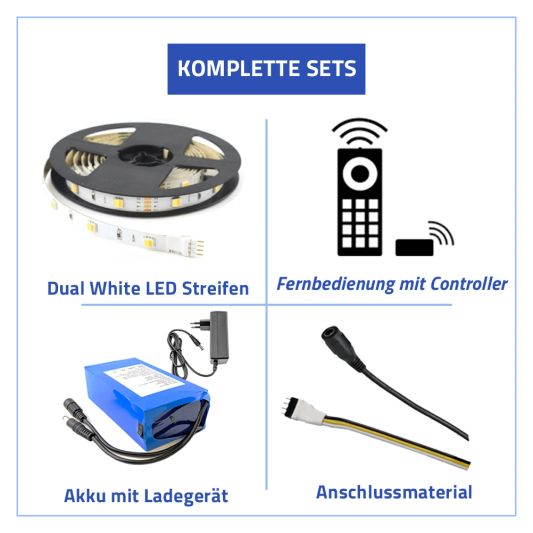 Led Streifen auf Batterie Dual White Basic komplettes Set 2 Meter