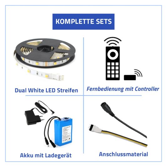 Led Streifen auf Batterie Warmweiß , Neutralweiß oder Kaltweiß komplettes Set 4 Meter Premium