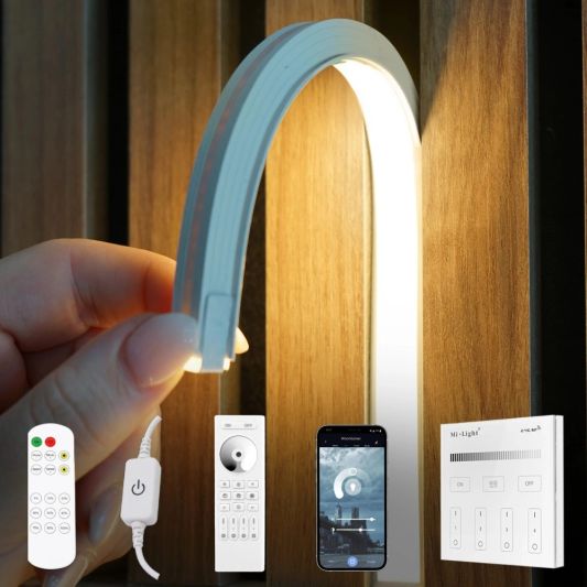 LED Streifen im flexiblen weißen Einbauprofil | warmweiß | 2 Meter Set