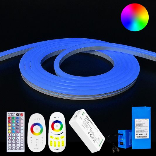 Led Streifen auf Batterie Neon RGB Maxi rund komplettes Set 5 Meter