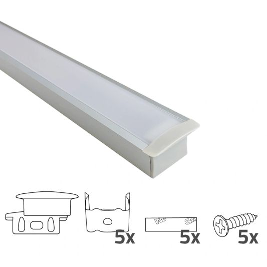 LED Streifen Profil breit Einbau hoch 2 Meter
