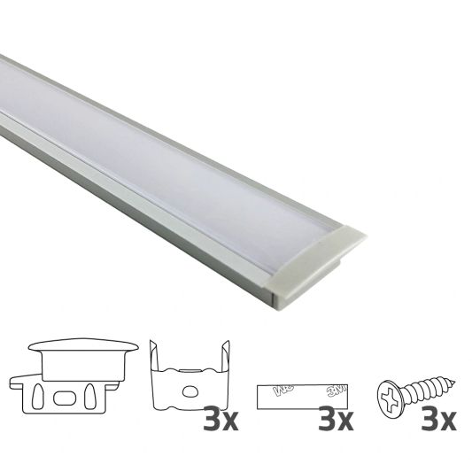 Led Streifen Profil breit Einbau flach 1 Meter