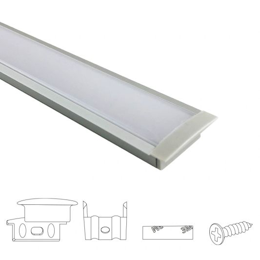 LED Streifen Profil breit Einbau niedrig 2 Meter
