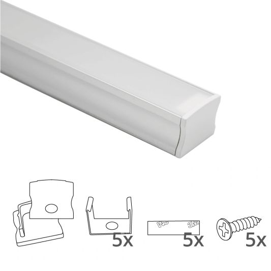 LED Streifen Profil breit Aufbau hoch 2 Meter