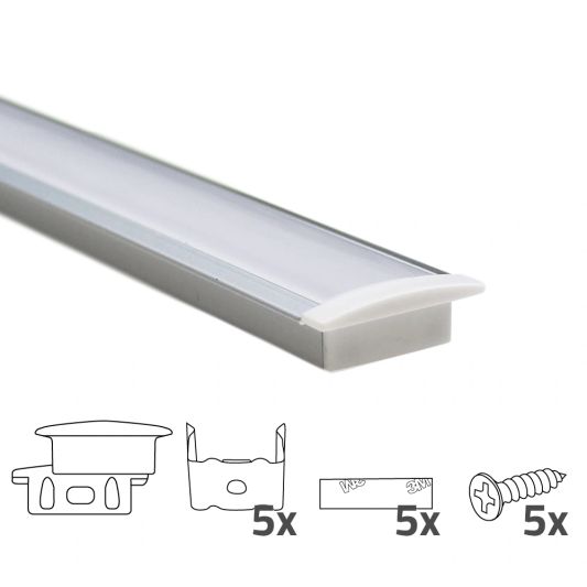 Led Streifen Profil Einbau tiefes Modell - komplett inklusiv Abschlusskappe 2 Meter 7 mm