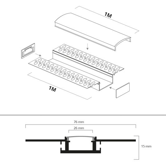 Stuckleiste Für LED 1 Meter breite Variante