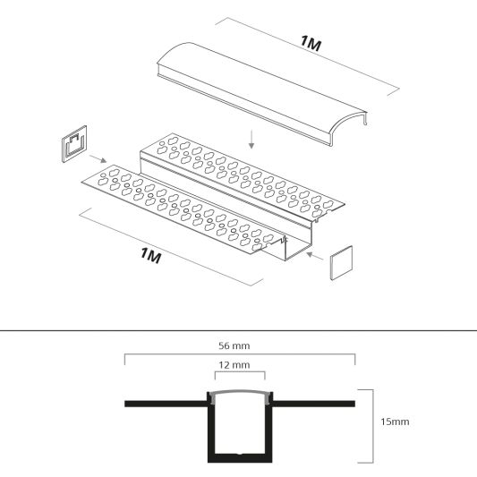 Stuckleiste Für LED 1 Meter schmale Variante