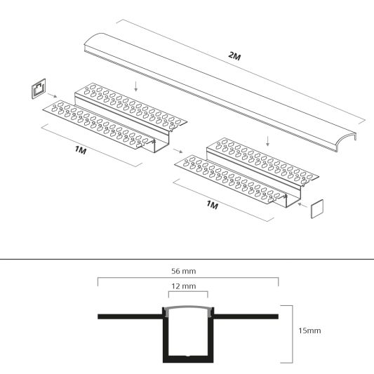 Stuckleiste Für LED 2 Meter schmale Variante