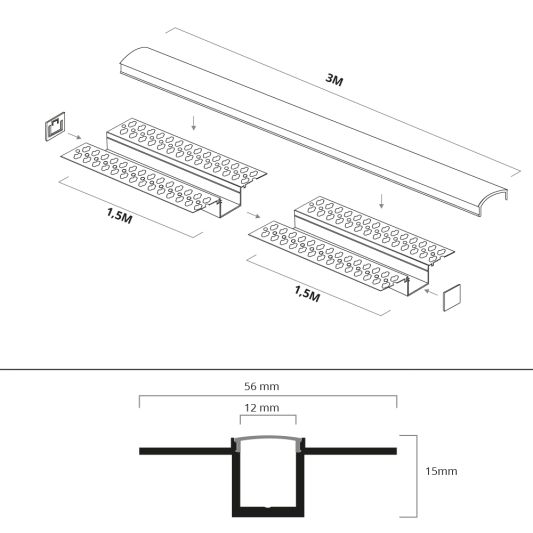 Stuckleiste Für LED 3 Meter schmale Variante