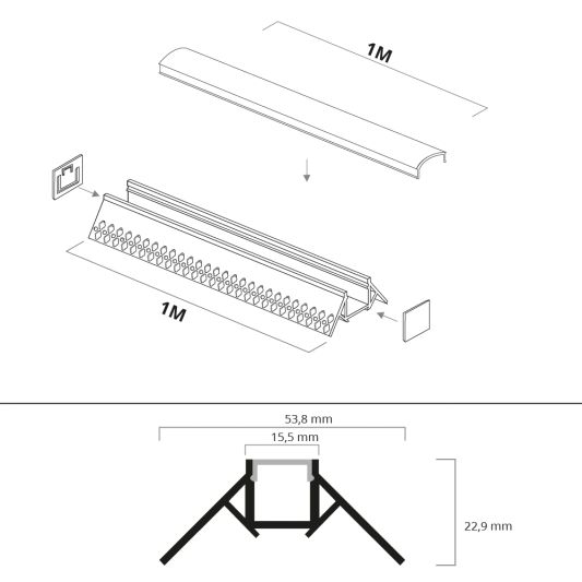 LED Fliesenprofil Stuckleiste Für LED Außenecke 1 Meter - Schmale Version
