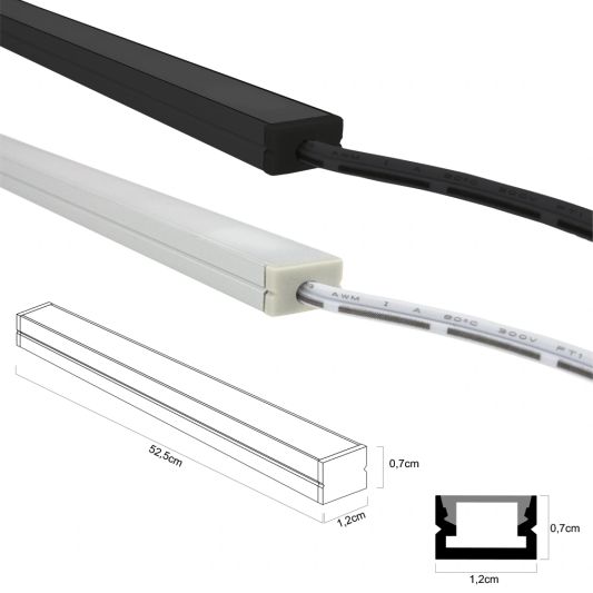 LED Treppenstufenbeleuchtung Set COB - LED Streifen Set mit Profil - Hellweiß 50 cm