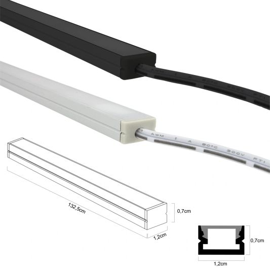LED Treppenstufenbeleuchtung Premium - LED Streifen Set mit Profil - Hellweiß 130 cm