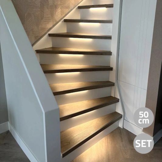 LED Treppenstufenbeleuchtung Set COB - Komplettes Set - Hellweiß 50 cm