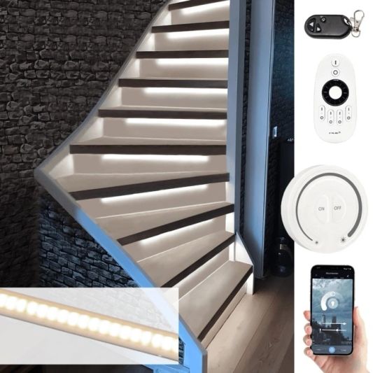 LED Treppenstufenbeleuchtung Set COB - Komplettes Set - Hellweiß 50 cm