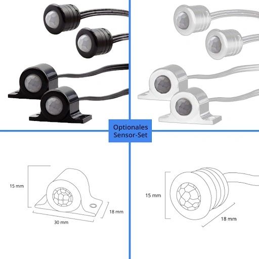 LED Treppenstufenbeleuchtung Set COB - LED Streifen Set mit Profil - Hellweiß 50 cm