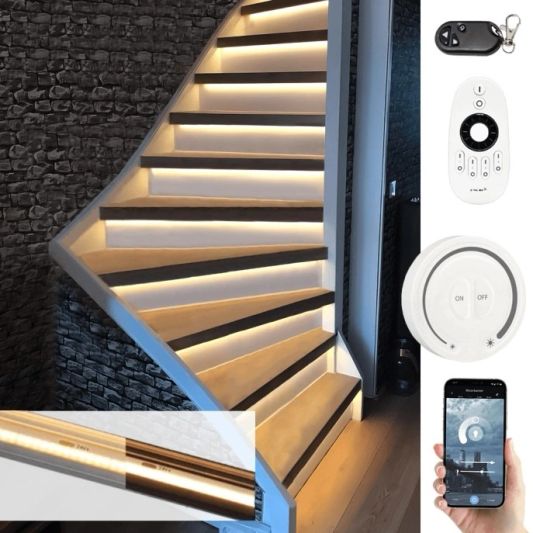 Led Treppenstufenbeleuchtung Set Premium - LED Streifen Set mit Profil - Warmweiß 130 cm