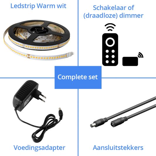 Led Streifen 18 Meter warmweiß - Komplettes Set Premium Plus - 240 Leds pro Meter