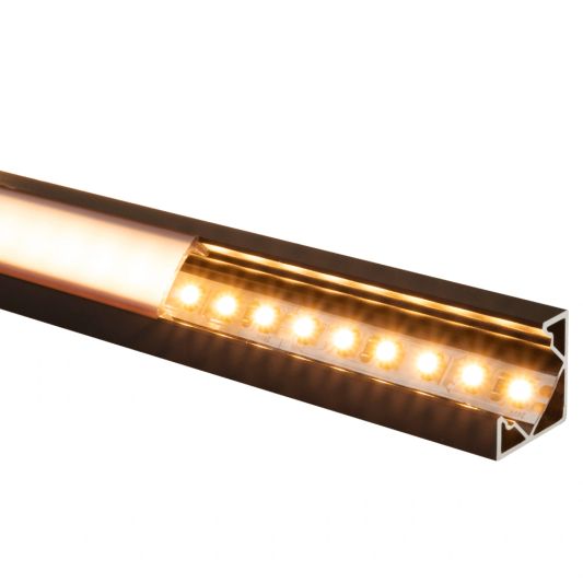 Led Streifen Eckprofil schwarz - Slim line - komplett inklusiv Abschlusskappe 2 Meter