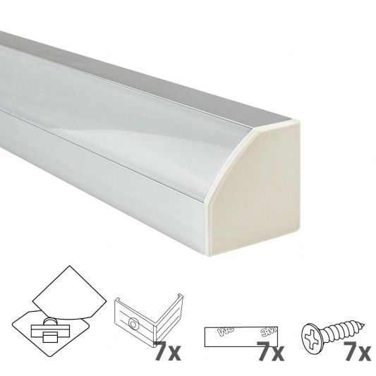 Led Streifen Profil Ecke Basic line - komplett inklusiv Abschlusskappe 3 Meter