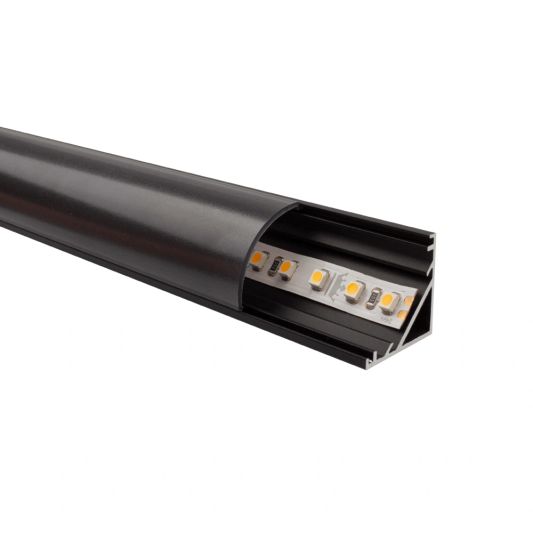 Led Streifen Profil Ecke in schwarz - Slim line - komplett inklusiv Abschlusskappe 2 Meter