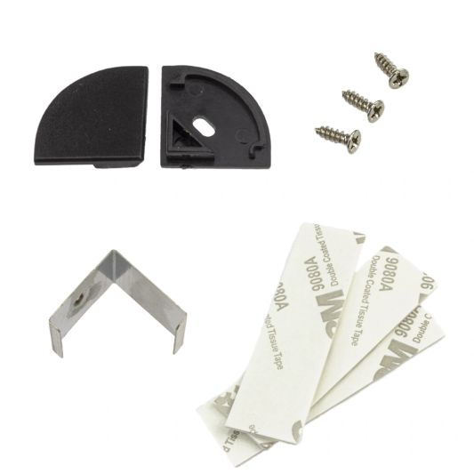 Led Streifen Profil Ecke in schwarz - Slim line - komplett inklusiv Abschlusskappe 2 Meter